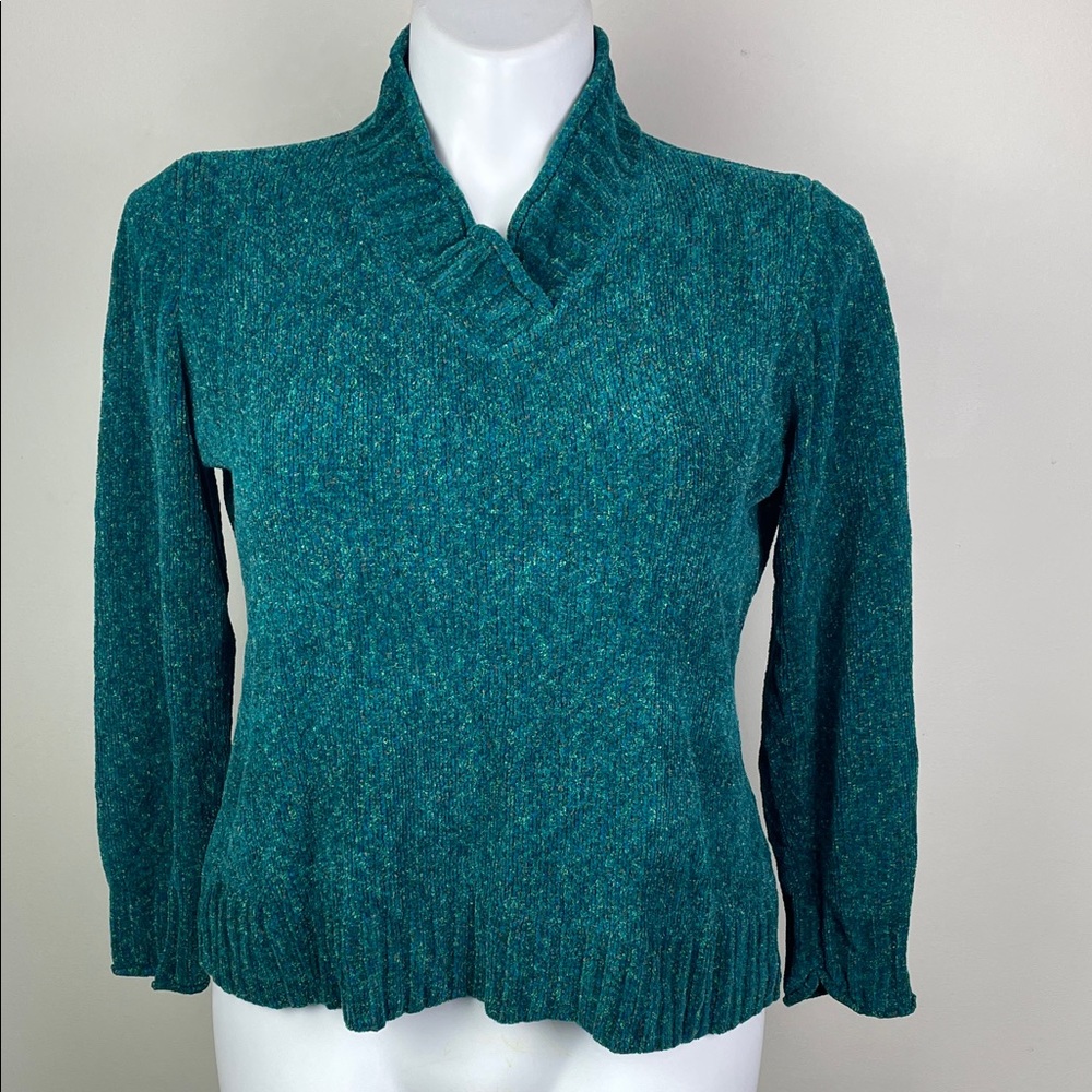 Laura Scott Plush Knit Teal Sweater
